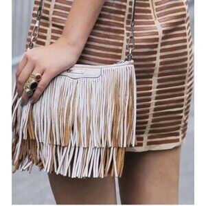 Rebecca Minkoff Finn Cross body ,Clutch  rose gold Fringe NWT